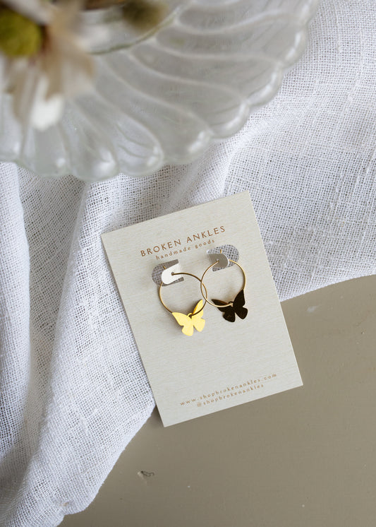 Small Butterfly Hoop Earrings