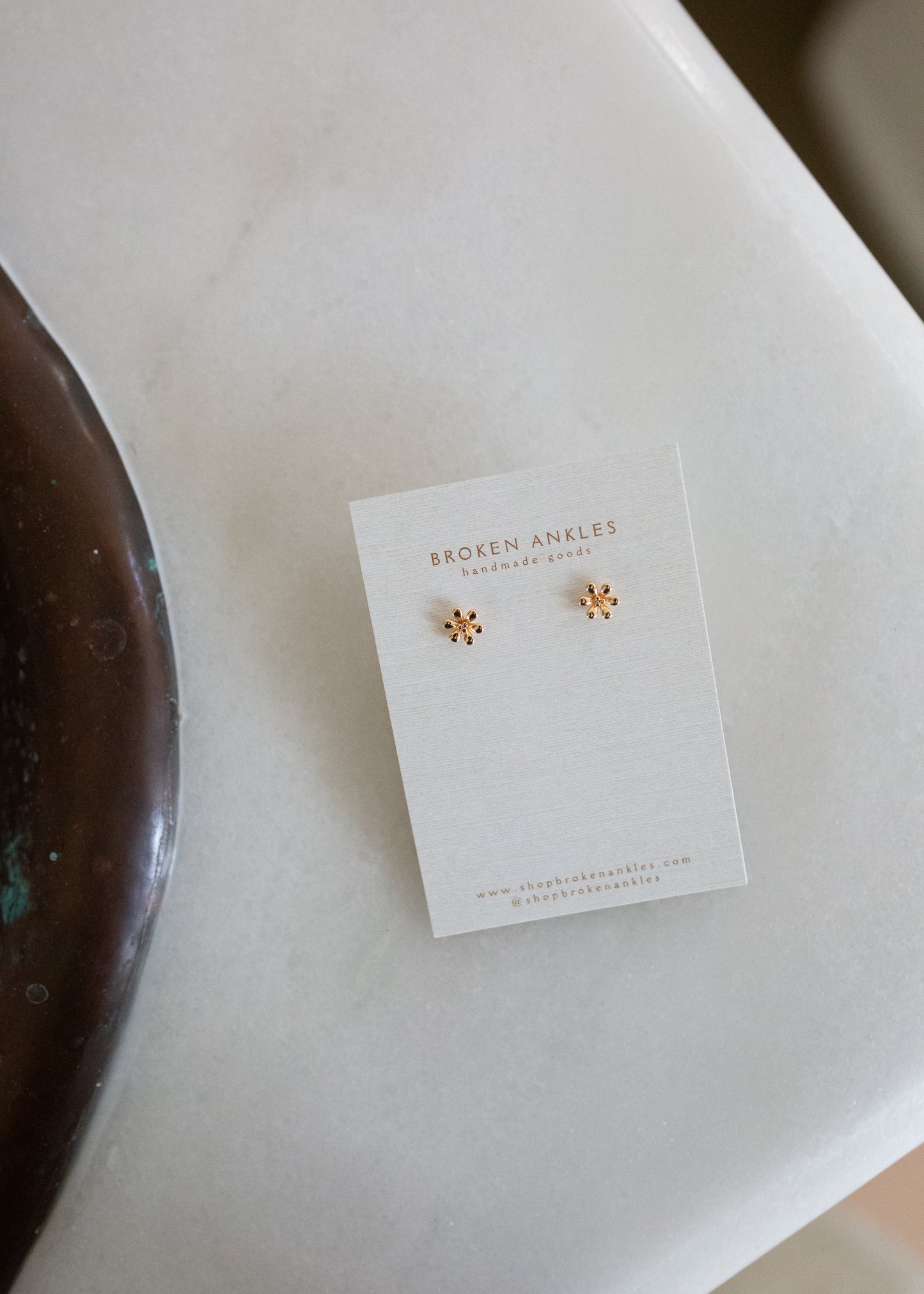 3D Brass Flower Studs