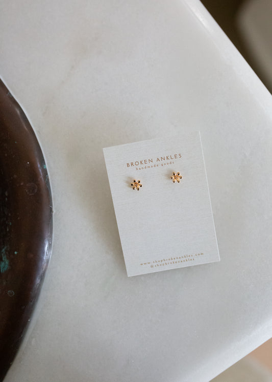 3D Brass Flower Studs