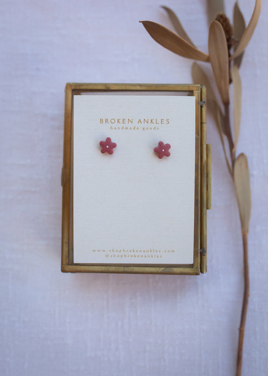 Tiny Clay Flower Studs