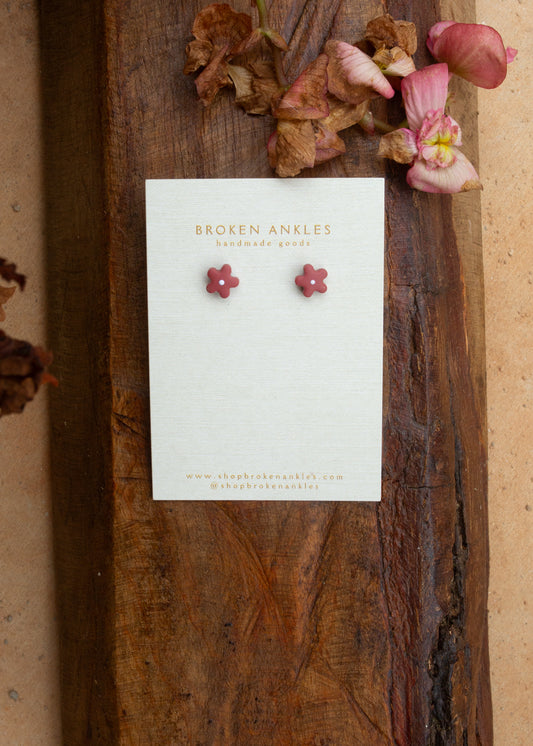 Tiny Clay Flower Studs