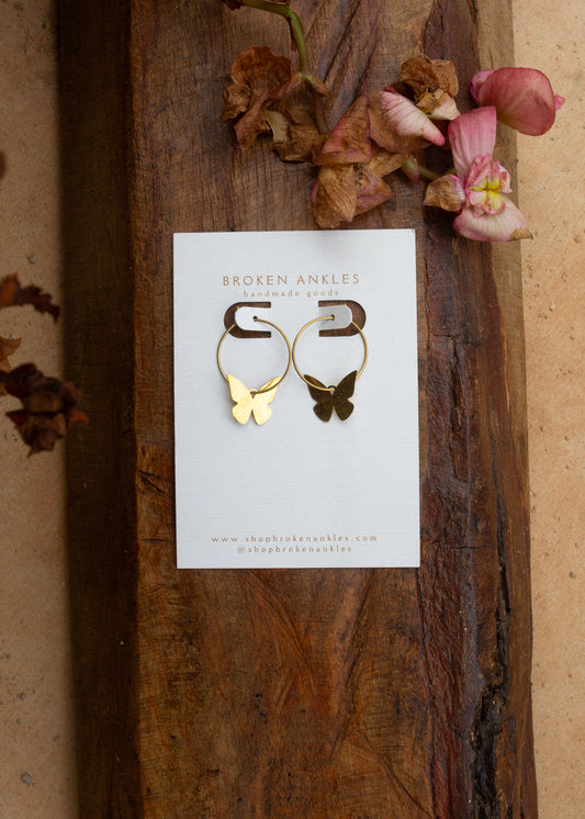 Small Butterfly Hoop Earrings