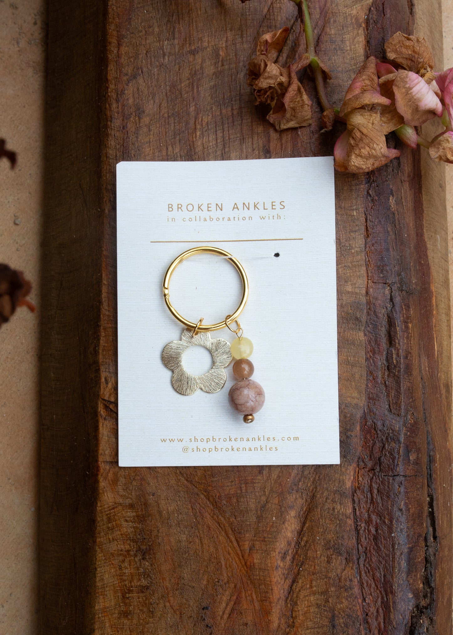 Brass and Beaded Keychain