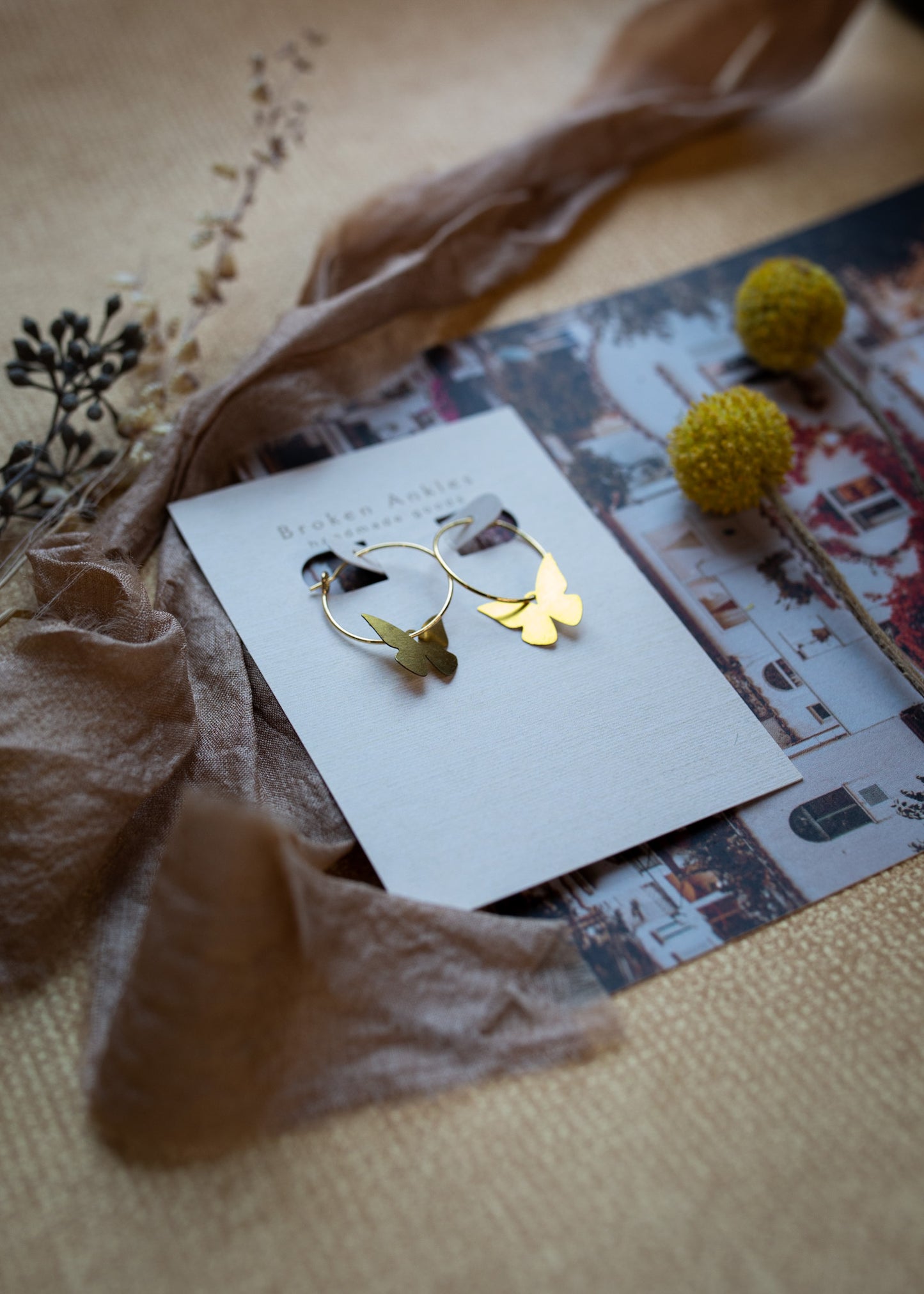Small Butterfly Hoop Earrings