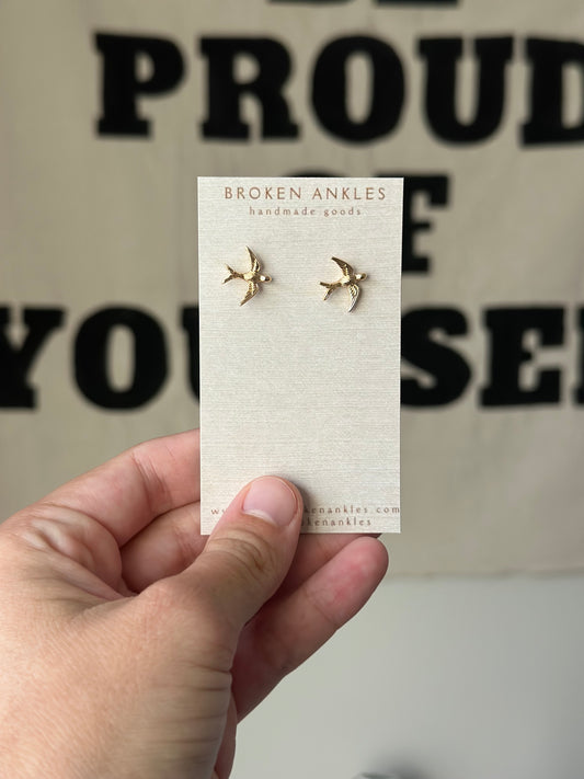 Brass Bird Studs