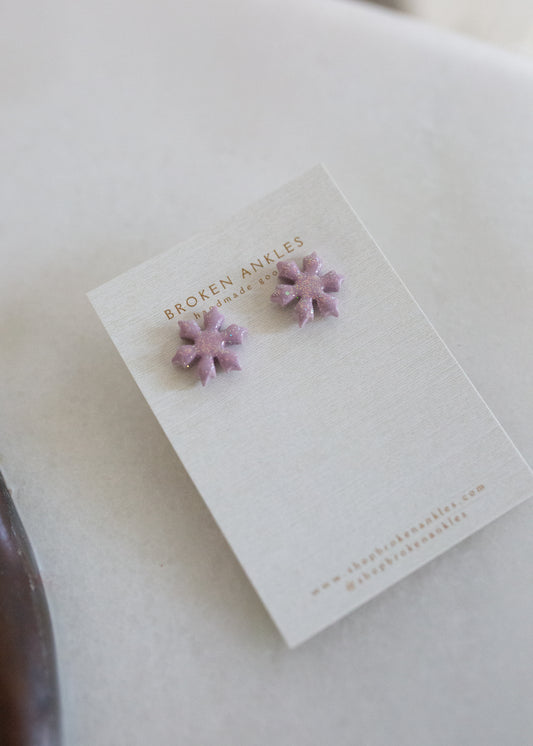 Glitter Snowflake Studs