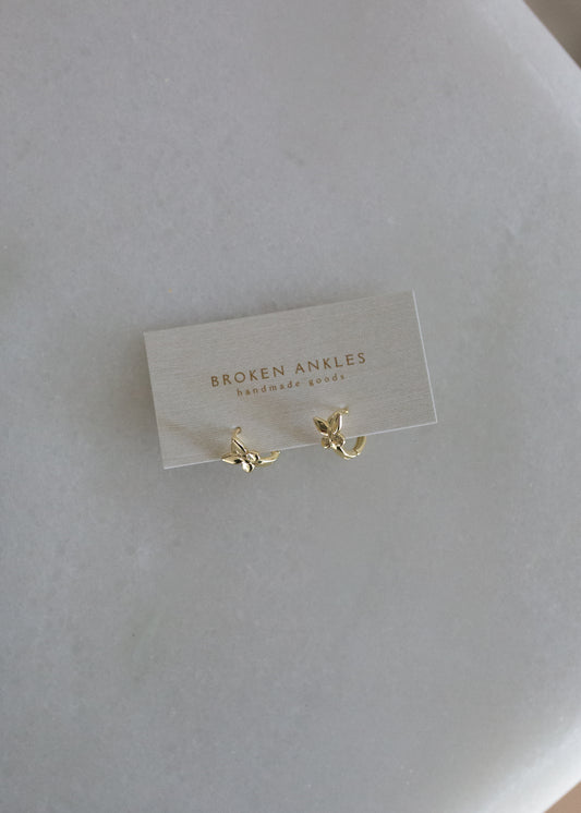 Gold Plated Butterfly Hoops