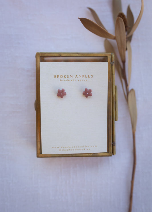 Tiny Clay Flower Studs