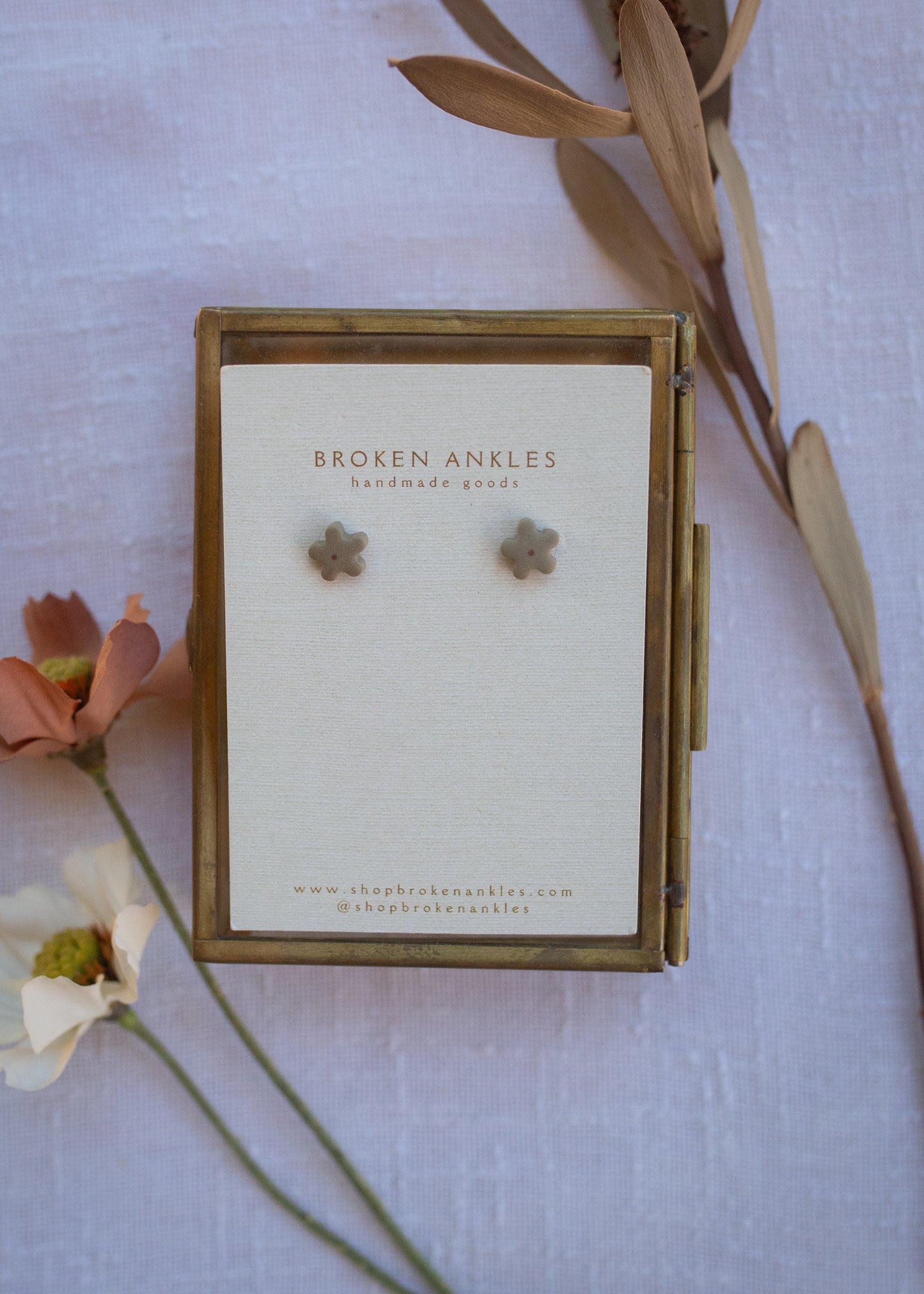Tiny Clay Flower Studs
