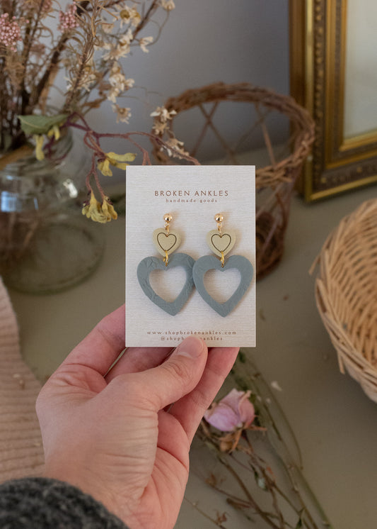 Double Heart Studs