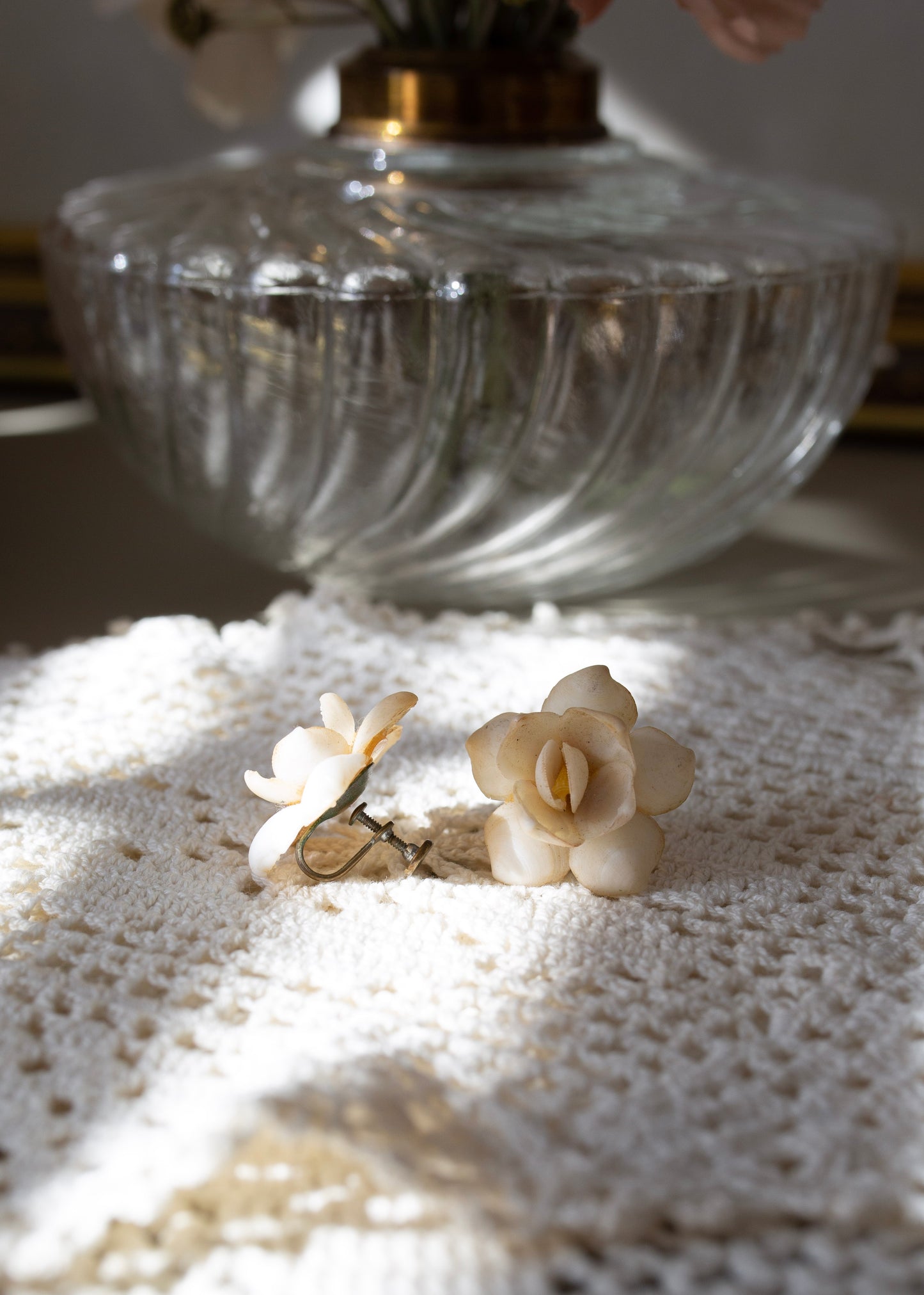 Shell White Floral Earrings