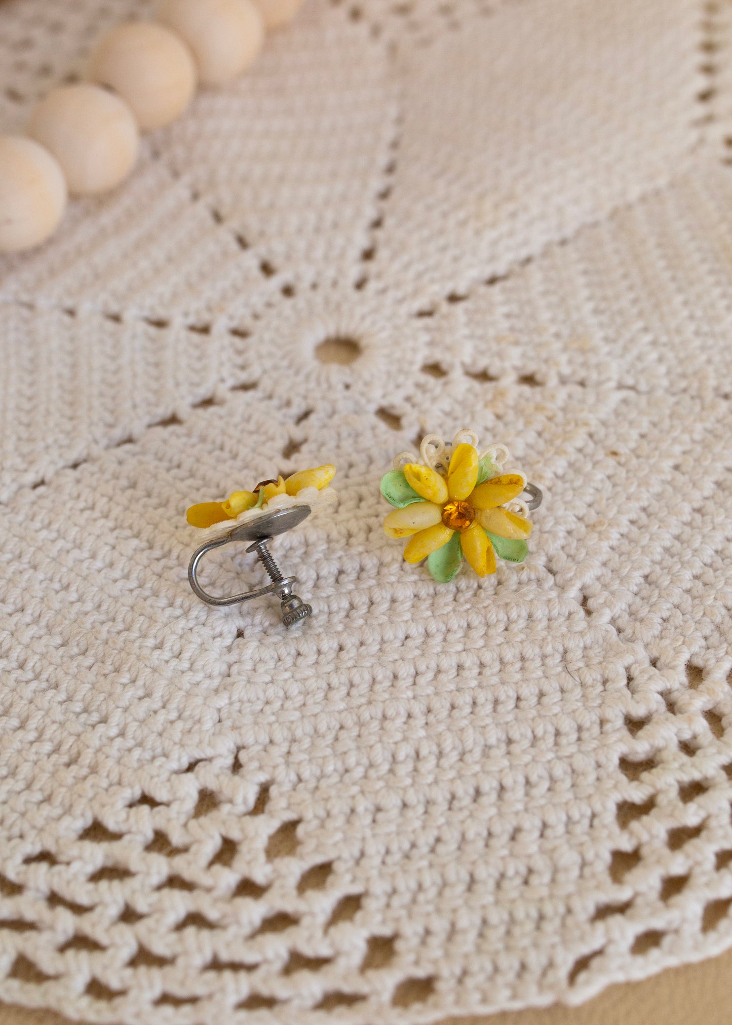 Yellow Daisy Shell Earrings