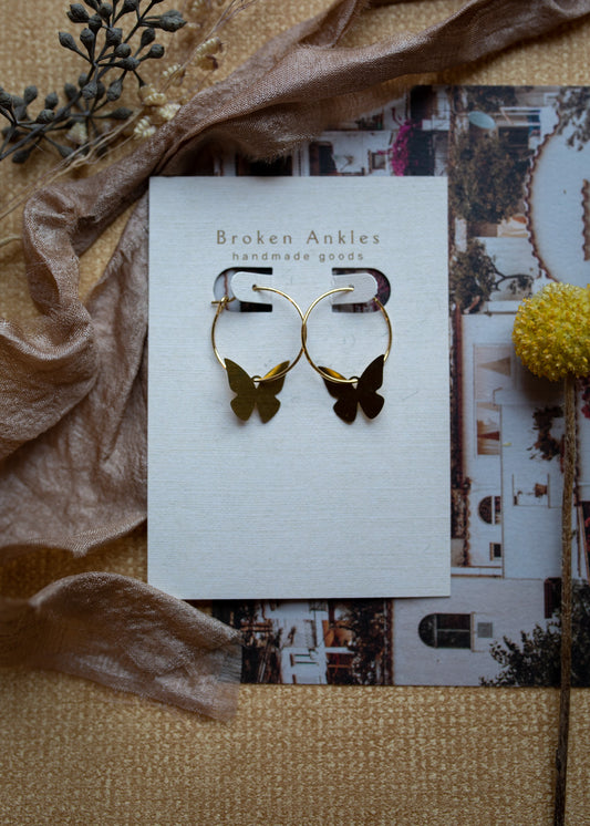 Small Butterfly Hoop Earrings